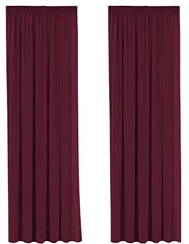 H.Versailtex Thermovorhang, Verdunkelungsvorhang, mit Kräuselband, 100 % Polyester, energiesparend, 2 Stück – 228 cm x 182 cm (B x H) – Rot
