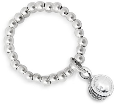 Beau Soleil Jewelry 925 Sterling Silber Anti-Stress Kugel-Ring mit Glöckchen Anhänger