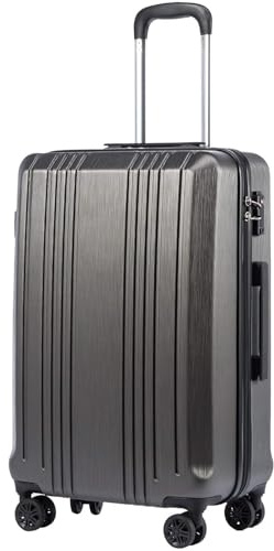 Coolife Luggage PC+ABS Hardshell Suitcase with TSA Lock, Spinner Carry On Lightweight (grey, S(20in_carry on))