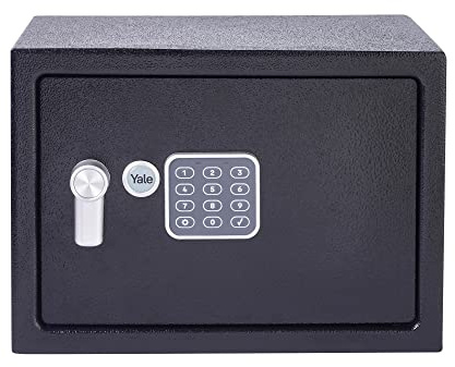 Yale YEC/250/DB1 - Coffre-Fort Alarme à Serrure Electronique 100 000 Combinaisons, A Poser et Sceller | Sirène 130dB, Format Domestique 25 x 35 x 25 cm (16,3L), Noir