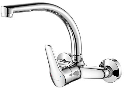 Ibergrif M16350 Roma, Wandmontage Küchenarmatur, Einhand Spültischbatterie, Wasserhahn Küche, Chrom