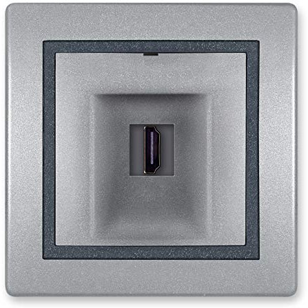 ALING-CONEL HDMI/HDMI Anschlussdose 1-fach Keystone/inkl.Rahmen (komplett) Silber/Graphit/Silber