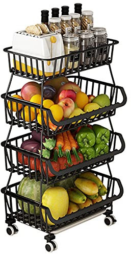 Carrito de Cocina con Ruedas Fruteros de Cocina,Carrito de Malla Ruedas, para Oficina, hogar, Cocina, Carrito de Almacenamiento con Ruedas