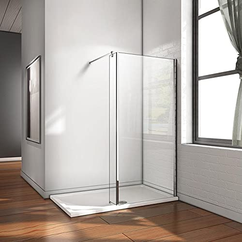 AICA Paroi de douche 60x200cm avec retour pivotant fixe 25cm douche à l'italienne avec une barre de stabilisation 90cm