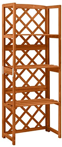 Susany Wooden Trellis with Shelves - Weather-Resistant Plant Holder, Pot Lattice, Raised Bed Planting Support, Outdoor Patio Planter, Freestanding - 55x30x140 cm, Solid Fir Wood
