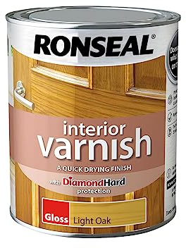 Ronseal | Interior Varnish Quick Dry | Light Oak | Gloss | 750ml | 39431 | Diamond Hard formulation providing resistance to heat, abrasion and moisture, touch dry in approximately 20 minutes.