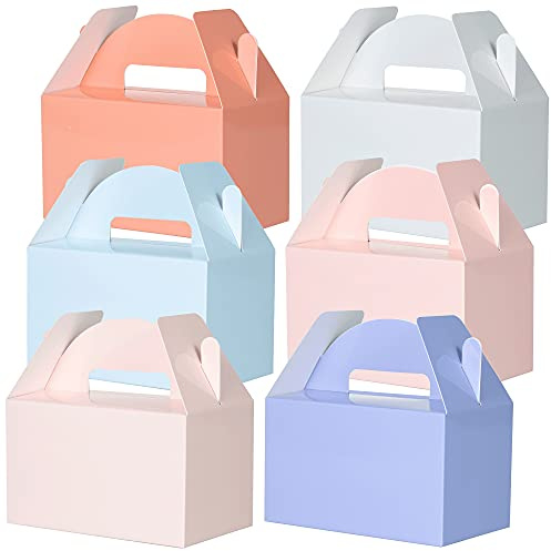 MATICAN Party Favor Boxes, 24-Pack Colored Treat Boxes, Gable Boxes, 6 Pastel Colors, 6 x 3.5 x 3.5 Inches