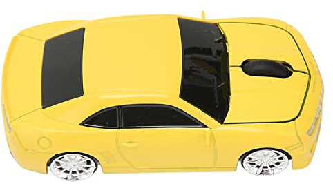 Bewinner Souris sans Fil en Forme de Voiture de Sport 2,4 GHz, Souris sans Fil Optique de Jeu avec Récepteur USB, Souris D'Ordinateur pour Ordinateur de Bureau Portable (Jaune)