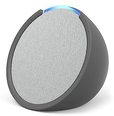 Echo Pop | Kompakter und smarter Bluetooth-Lautsprecher mit vollem Klang und Alexa | Weiß + „Made for Amazon“: Sleeve für Echo Pop (2023er Version), Grau