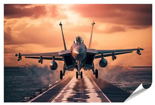 islandburner XXL Bild Poster Kampfjets Starten Von Flugzeugträger Ozean Jet Generativ Premium Bilder Fotodruck