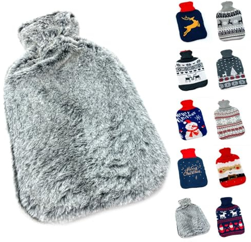 heimtexland ® Wärmflasche mit Soft Strick Bezug waschbar Motiv Geschenk Weihnachten Fell Norweger Wärmkissen Wärmeflasche 1,6 ltr Typ857 Fell