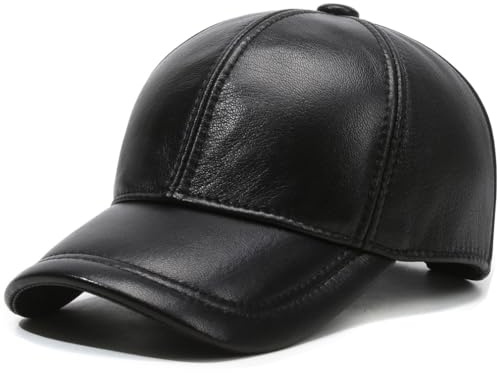 LUTICELI Men Women Lambskin Leather Baseball Cap for Outdoor Travel Black