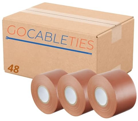 GOCABLETIES - Cinta aislante marrón - 48 rollos - 50 mm x 33 m - Cinta aislante autoadhesiva resistente - Para proteger, agrupar y reparar cables