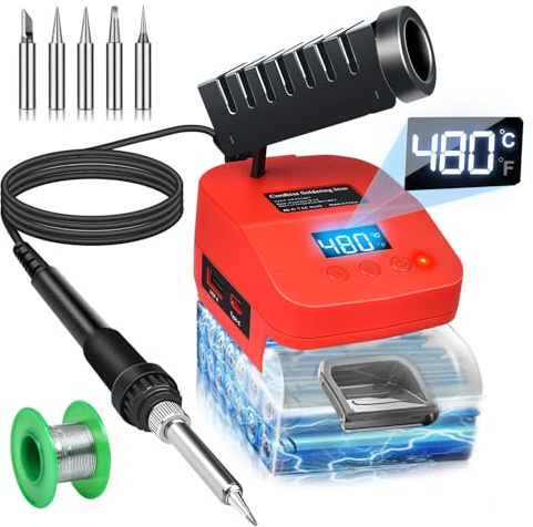 Saldatore senza fili per batteria Makita 18 V a riscaldamento rapido, stazione di saldatura elettrica digitale LCD con porte USB e di ricarica di tipo C, kit di saldatore portatile regolabile per fai
