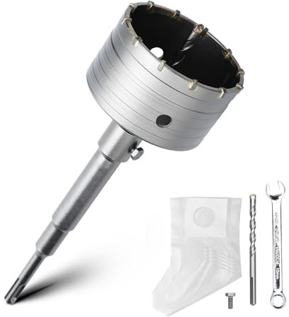 Set de corona de 100 mm con adaptador SDS plus de 220 mm y broca extractora de 8x110 mm, corona de taladro para enchufe para mampostería y hormigón