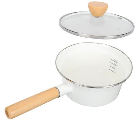 Alipis Pot à Lait Émaillé Marmite Et Casserole Pour Cuisson Pot Avec Poignée Bois Ustensiles De Cuisine