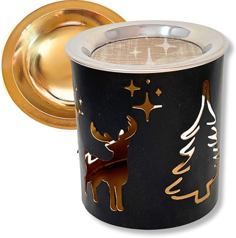 Trintura Räucherstövchen mit Räuchersieb und Räucherschale zum Räuchern Set (Xmas Schwarz)