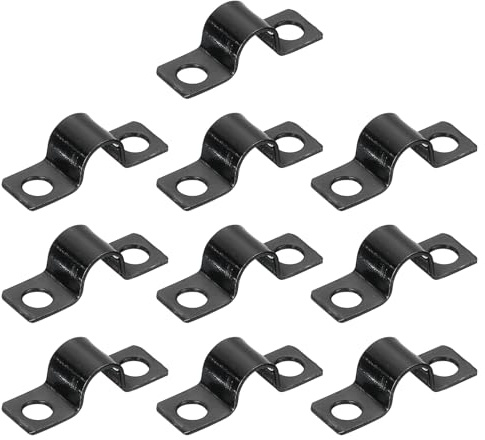 sourcing map U-förmige Rohrschellen, 8 mm, 2 Löcher, U-Rohrklemme, robuste Verbindungshalterung für Leitungskabel, Drahtschnur, Schwarz, 100 Stück