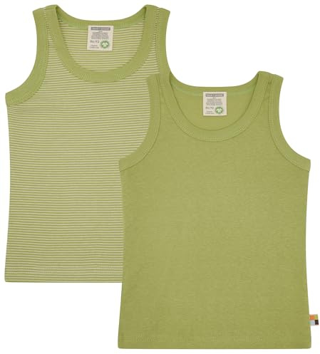 loud + proud unisex barn dubbelpack, finribbad, ekologisk bomull och GOTS certifierad undertröja, Avokado, 122-128