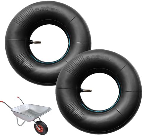 Vmxlso Schlauch 3.00-4 (2 Stück) 260x85mm mit 90° Winkelventil für Sackkarre, Schubkarre, Bollerwagen - Luftrad-Zubehör