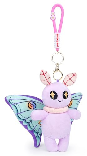 RLOMUTE 6.3 Inch Purple Luna Moth Mothman Keychain Plush Toy Bag pendant Funny star eyes Super Soft Cute Baby Cuddly for Birthday Party Companions Car Home Decor Collectible Gift for kids Christmas