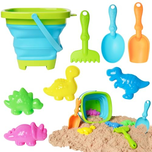 MTDASB Kids Bucket and Spade Set,Collapsible Foldable Kids Beach Toys Set,Portable Collapsible Sand Bucket with Spade for Beach Sand Playing