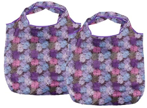 FUNNETOYU 2pièces De Courses Réutilisable Lot de Pliables pour Shopping Rangement Et Épicerie Motif Floral Fumée