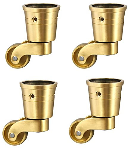 Ruedas giratorias de 4 piezas de latón macizo, ruedas universales de 360 ​​°, ruedas for muebles estilo copa antigua pulida de 25 mm, ruedas de latón, ruedas de transporte, for sofás, pies de piano