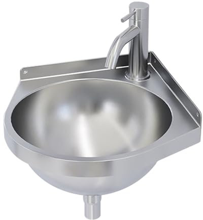 Wandmontiertes Eckwaschbecken aus Edelstahl für kleine Badezimmer – Einzelner Kaltwasserhahn, platzsparendes Design, modernes Waschbecken, einfache Installation