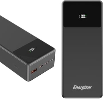 Energizer Power Bank 27000 mAh 65 W USB-C PD | Carga ultrarrápida para MacBook, Laptop, iPhone, Android, Switch | Powerbank con pantalla digital, 3 puertos, protección PowerSafe | UE27062PQ