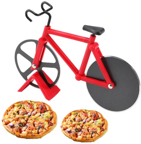 ZORVYN 1 pieza Cortador de pizza para bicicleta, cortapizzas cortador, cortador de pizza,cortador de rueda de bicicleta de acero inoxidable, cortador de tartas, con soporte
