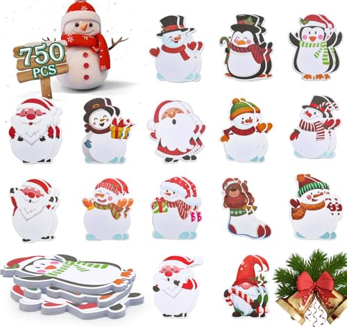 750 Stück Haftnotizen Weihnachten, 30 Pack Haftnotizen Klebezettel Weihnachten, Selbstklebende, Notizblock Weihnachten, Haftnotizen Weihnachten, Mini Notizzettel Weihnachten für Deko & Aufgabenlisten