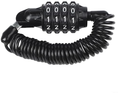 Gdfnmogo Cadenas à combinaison pour casque de vélo et moto avec câble rétractable de 3 mm, fil en alliage de zinc de 180 cm, code de sécurité à 4 chiffres, trou de serrure caché (verrou de casque