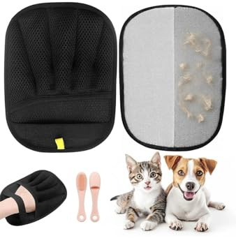 RIVANOSTORE 3-pack Upgraded Double- pet hair removal, Five-Finger Reusable Electrostatic Grooming Gloves for Dogs & Cats | pet hair glove, Bed, Couch, cat glove
