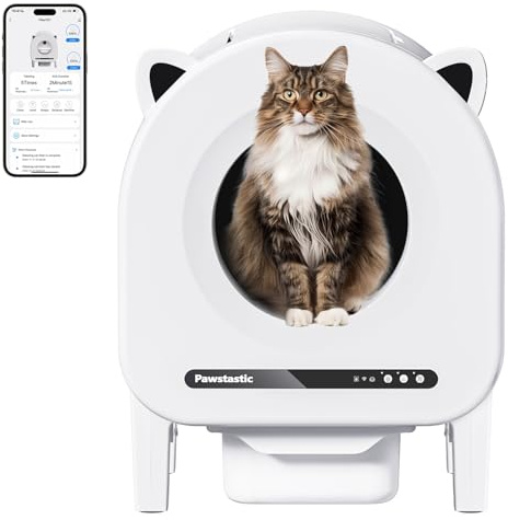Selbstreinigende Katzentoilette mit App-Steuerung, Sicherheitssensoren, Intelligenter Gesundheitsüberwachung, 68 L Großraum & Geruchsfreier Abfallbehälter für Mehrkatzenhaushalte