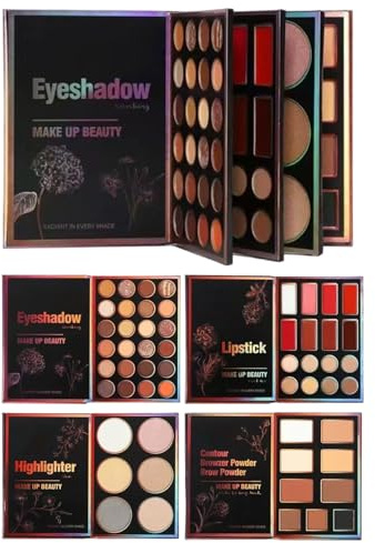 Paleta de Sombras 55 Colores Polvo Contorno Natural | Iluminador Para El Rostro Nacarado Mate Para Mujeres Adolescentes Y Niñas Para Festivales Citas Eventos Formales Y