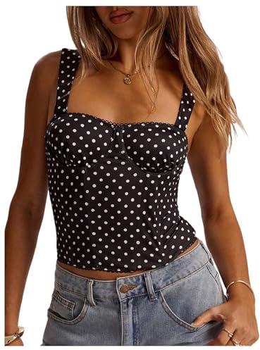 GORGLITTER Women's Polka Dots Bustier Corset Tops Sleeveless Vintage Crop Corsets Going Out Tank Top