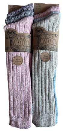 Ladies Knee High Thermal Wool Blend Socks – 3 Pairs Premium Soft Heavy Duty Boot & Hiking Socks, Thick Chunky Knit, Warm Winter Breathable Long Length – Ideal Winter Gift for Women – UK 4-8 / EU 37-42