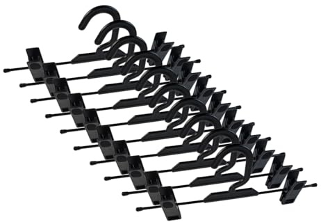 Set de 10 Perchas para Pantalones, Perchas de Metal y Plástico, 33cm, Percha con Pinzas Ajustables Antideslizantes, para Ropa, Faldas y Pantalones