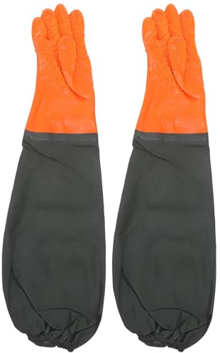 Hemobllo Guanti Lunghi Impermeabili da Pesca Professionali Polsino Elastico e Superficie Antiscivolo, Resistenti all'Acqua per Uso in Stagni e Acquari, 1 Paio
