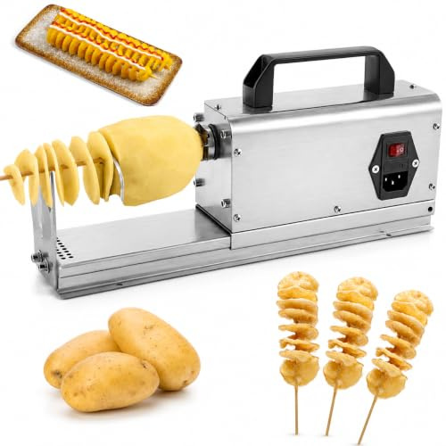 Cortador eléctrico en espiral de patatas, cortador de acero inoxidable con control de interruptor para el hogar, snack bar y restaurante, ideal para aperitivos y cocina creativa