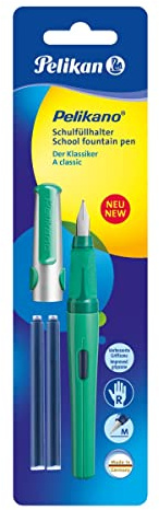 Pelikan 971283 - Schulfüller Pelikano P480 M, grün + 2 Patronen GTP blau