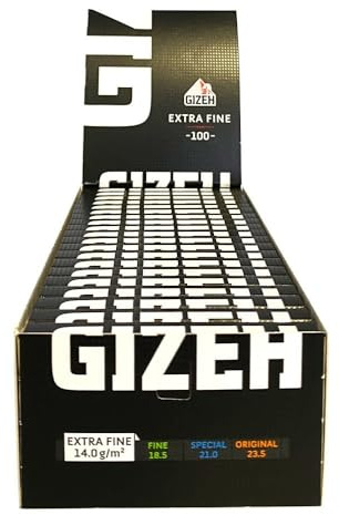 GIZEH BLACK Extra Fine Papers – Extra dünne Blättchen zum Selbstdrehen - Packung mit Magnetverschluss, recyclebar - 20er Pack á 100 Premium Paper (14 g/m²)