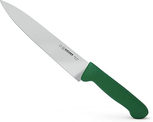 Giesser seit 1776 - Made in Germany - Tranchiermesser grün, Basic Green, Klinge 20 cm, rutschfest, schmales Kochmesser spülmaschinenfest, rostfrei