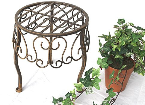 DanDiBo Blumenhocker Metall Braun Rund 25 cm Blumenständer 140129 S Beistelltisch Pflanzenständer Klein