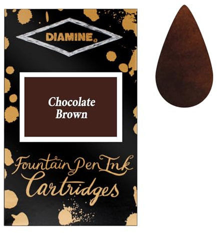 Diamine Cartuchos de tinta para pluma estilográfica marrón chocolate, paquete de 18