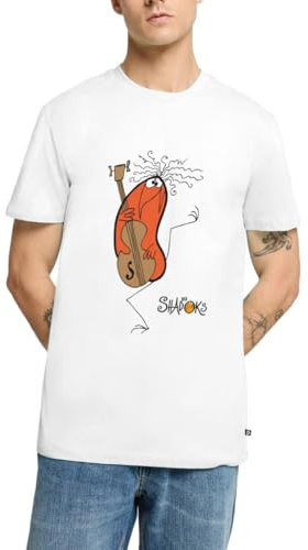 Spreadshirt Les Shadoks Musicien Violoncelle Série Animation Fête de la Musique T Shirt Homme Premium, XL, Blanc