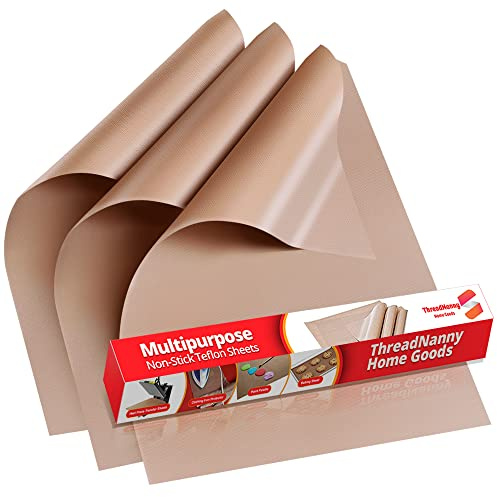 Teflon Sheets for Heat Press and Baking - Reusable PTFE Oven Liners, Premium Teflon Sheet for Baking - Heat Resistant Range Mat - Food Safe, BPA & PFOA Free - Large 16 x 20” (3-Pack)