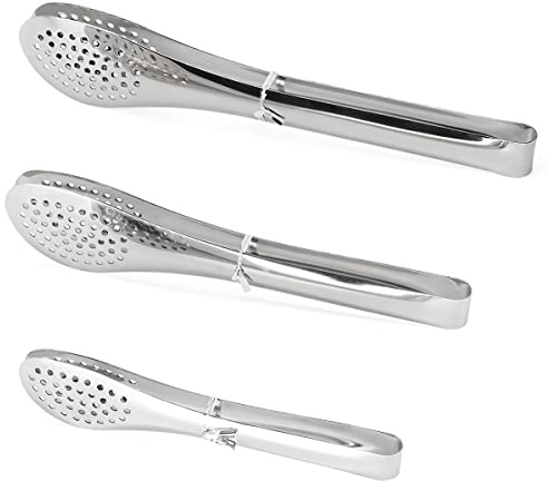 TOPULORS Stainless Steel Tongs Set (7/9/11 Inch) - Heavy Duty Kitchen & BBQ Tongs for Cooking, Grilling, Frying, Baking, Salad, Buffet - Dishwasher Safe, Serving Tongs for Food, Ice, Toast, Pastry