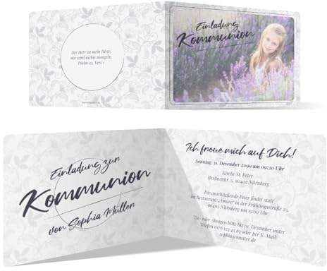 Kartenmachen.de 10 x Konfirmation Einladungskarten Konfirmationseinladungen Konfirmationskarten - Blumenranken